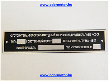 Jawa Velorex Tipustábla velorex rus exp