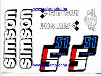 Simson S51 Matrica készlet s51 12v fehér-ezüst-kék