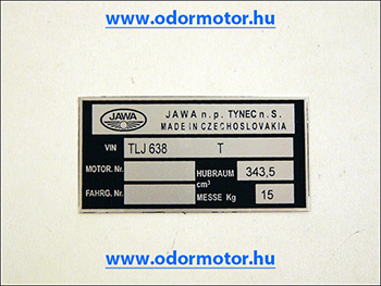 Jawa 350 12v tipustábla /638/ motor alkatrész