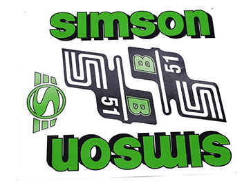 Simson s51 matrica klt. b51 zöld motor alkatrész