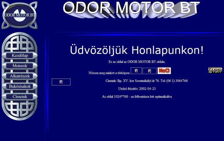 Odor Motor weboldal 2002